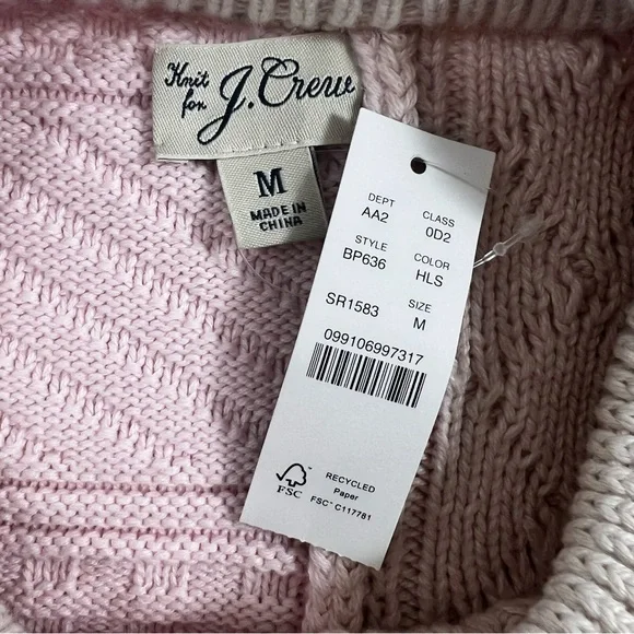 J. CREW Heritage Patchwork Cotton Cable-knit Sweater NWT - Picture 5 of 14